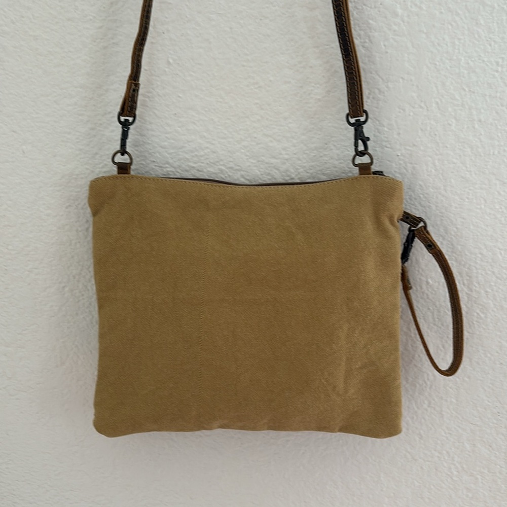 Myra Bag Leather Cotton Convertible Crossbody Wristlet Bag Purse Pockets - Picture 6 of 11